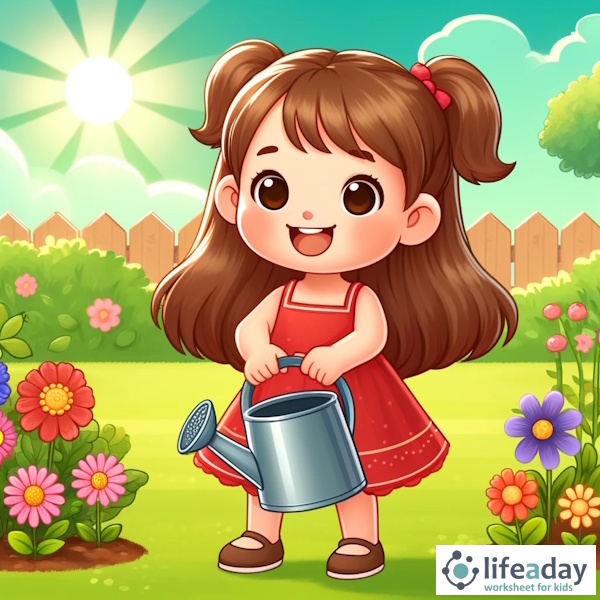 การ์ตูนสำหรับเด็ก ในรูปแบบ นิทานการ์ตูนสองภาษา เรื่อง The Great Garden Adventure หน้า 1